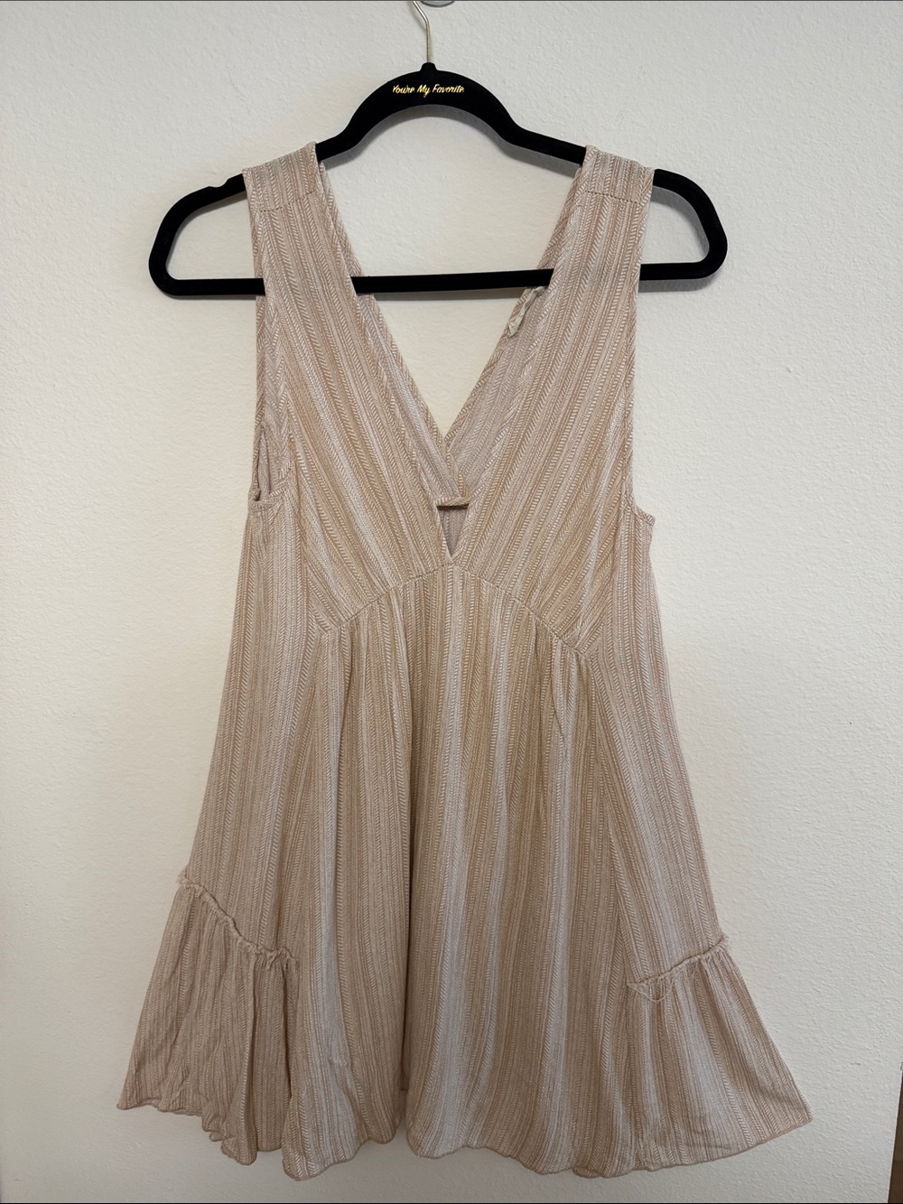 Millibon Beige Striped V-Neck Sundress